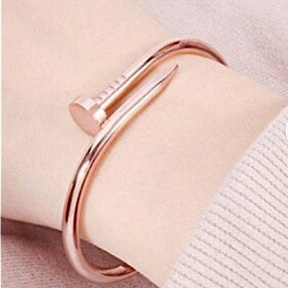 Rose Gold Nail Screw Bangle Bracelet - Picture 10 of 14